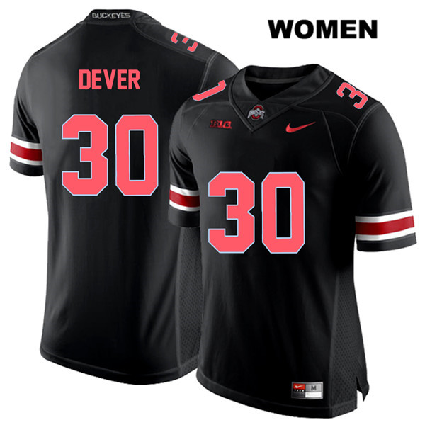 Ohio State Buckeyes Women's Kevin Dever #30 Red Number Black Authentic Nike College NCAA Stitched Football Jersey UR19N41MD